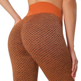 Plaid Leggings Fitness Yoga Pants Women's Seamless High Waist Breathable Gym Leggings (Option: Orange-M)