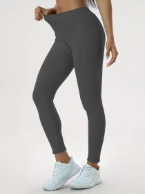 Women's Yoga Pants High Waist Lift High Elastic Tight Fitness Trousers (Option: Grey-XL)