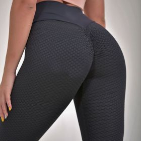 Plaid Leggings Fitness Yoga Pants Women's Seamless High Waist Breathable Gym Leggings (Option: Black-M)