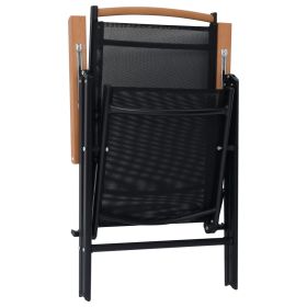 vidaXL Folding Patio Chairs 2 pcs Aluminum and Textilene Black (Option: as picture)