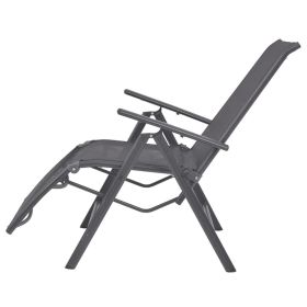 vidaXL Reclining Deck Chair Aluminium and Textilene Black (Option: as picture)