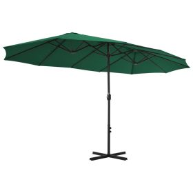 vidaXL Garden Parasol with Aluminium Pole 460x270 cm Green (Option: as picture)