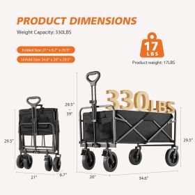 Foldable Carriage For Camping And Shopping (Option: Large sizeBK)