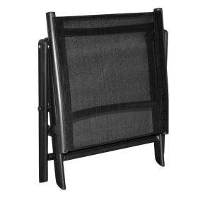 vidaXL Folding Footstool Black Aluminum and Textilene (Option: as picture)