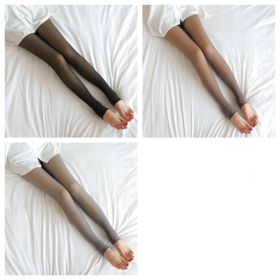 Fake Translucent Plus Size Leggings Fleece Lined Tights Fall And Winter Warm Fleece Pantyhose Women Fleece Lined Pantyhose Thermal Winter Tights (Option: 3pcs set footstep-300g fleece thickened)