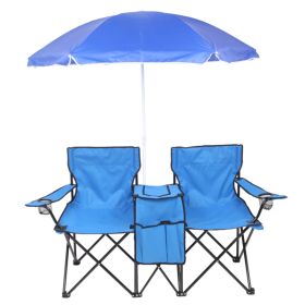 Outdoor Beach Fishing Chair With Umbrella In Blue (Color: Blue)