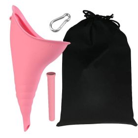 Portable Silicone Urinal For Women; Reusable; Dewable; Emergency Urinal In Car; Emergency Urinal With Hook And Catheter; With Waterproof Storage (Color: Pink)