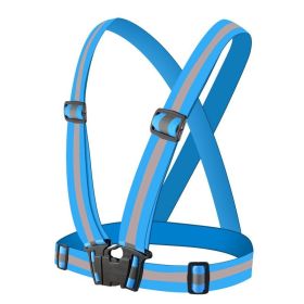 1pc Highlight Reflective Straps; Clothing Adjustable Safety Vest; Elastic Band For Adults And Children; Night Running Riding Gear (Color: Lake blue)